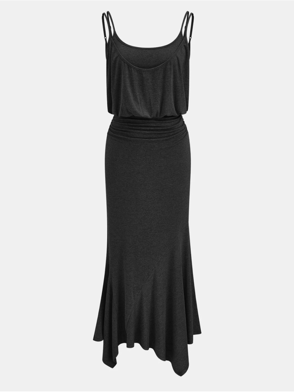 Commense Black Sleeveless Maxi Dress with Double Spaghetti Straps